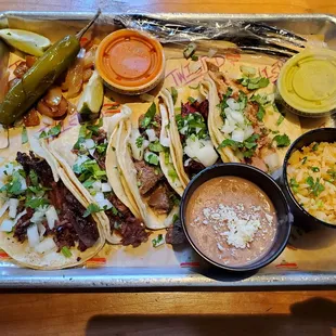 Al pastor and lengua tacos