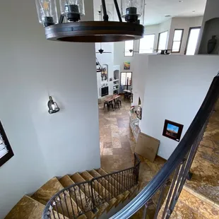 a spiral staircase in a home