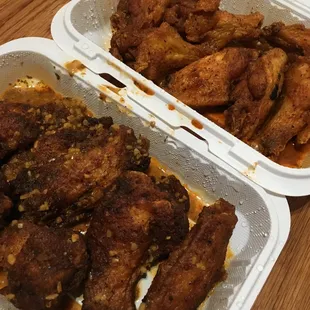 top: naked cajun. bottom: breaded hot &amp; spicy garlic