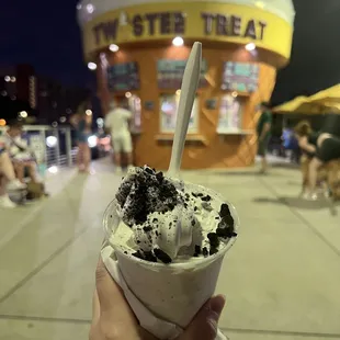 Oreo twirl in a kiddie cup