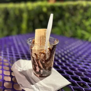 a glass of ice cream