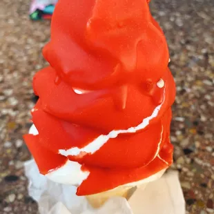 a close up of a cone of ice cream