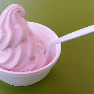 Black cherry soft-serve in a cup