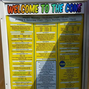 The menu