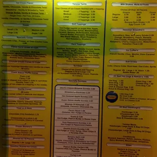 Prices and options as 12/20