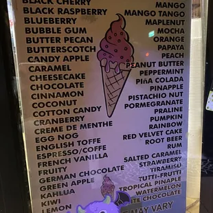Flavor menu