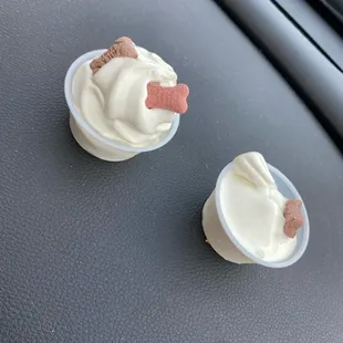 Pup cups with milk bones