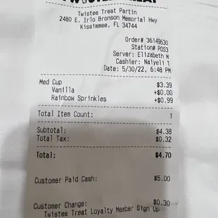 Receipt of what I pay and got cheated