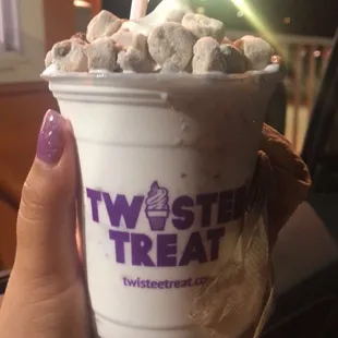 Cookie dough &amp; Reese&apos;s with vanilla ice cream. Simple!