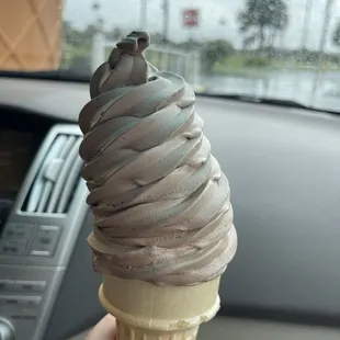 Medium chocolate soft serve cone