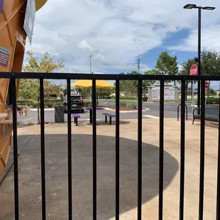 Outdoor seating in front