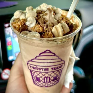 Chocolate Twirl with cookie dough and Reese