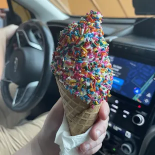 Strawberry Ice Cream Cone with Sprinkles