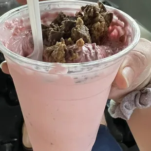 Twistee Twirl (strawberry ice cream with Reese's peanut butter cups)