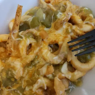 Green chile cheese fries