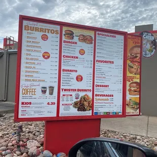 Drive thru menu