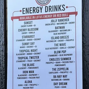 Energy drinks