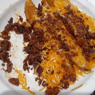 Luke warm potato skins,  cheese isn't even all melted.  Easy app to execute!