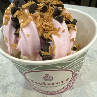 Wild Strawberry Frozen Yogurt, Pineapple Dole Whip, and Coconut Milk Soft Serve!