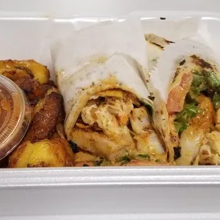 Cameron Chile, blackened shrimp and sweet plantains. Wow.  Little messy but awesome