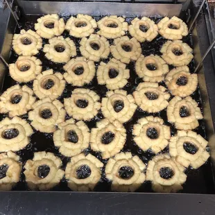 a tray of doughnuts