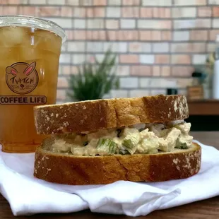 This is our not-so-secret menu item the Rotisserie Chicken Salad Sandwich. You can't order online, but  you can ask for it in store!