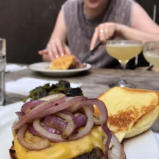 a woman sitting at a table