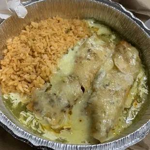 Chicken Enchiladas verdes to go