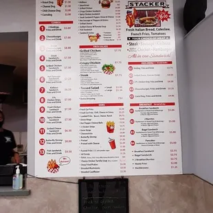 a menu on the wall