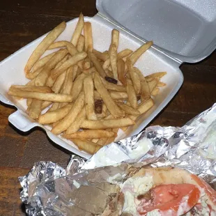 a sandwich and french fries