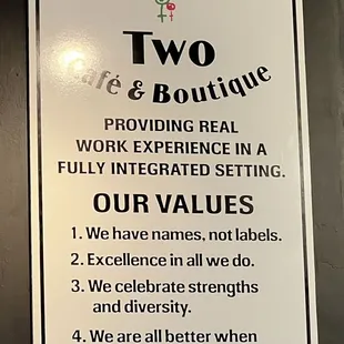 Amazing Values! Hopefully every business one day adopts this!
