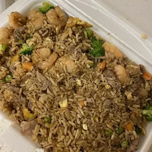 Shrimp, chicken and beef hibachi fried rice!