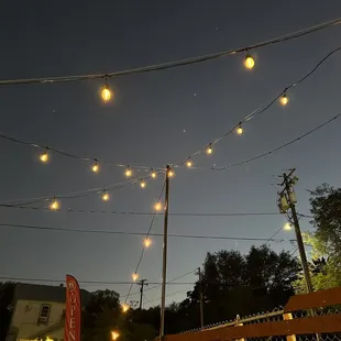 Comfy patio during the day or under the lights and stars