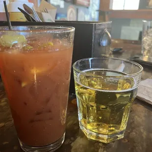 Spicy Bloody with beer back....