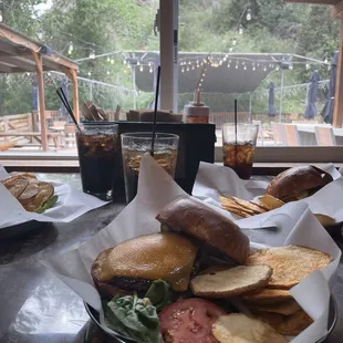 Award winning burger 2 beef on the right one bison