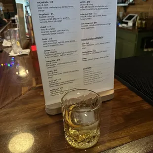 Cocktail menu