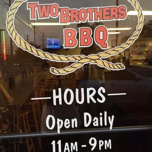a sign in the window