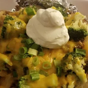 Brocolli spud with chopped brisket