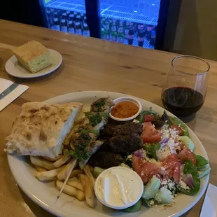 Combo 1 with delicious fresh bread, chicken kabob and chevapi.