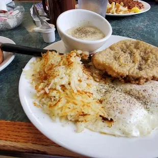 Country fried steak &amp; eggs