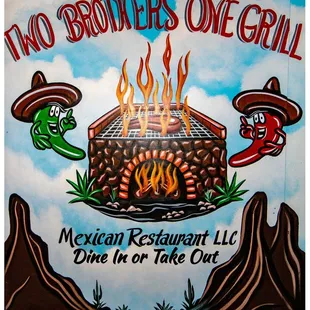 a sign for two brothers one grill