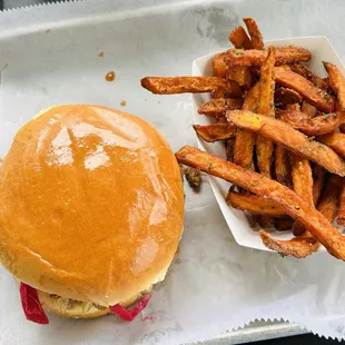Pulled Pork Sandwich and Sweet Potato Fries