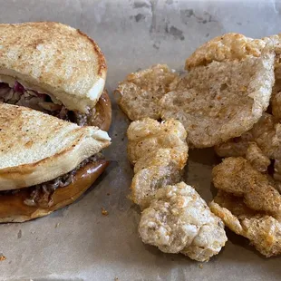 Pulled Pork Grilled Cheese  Pork Skins