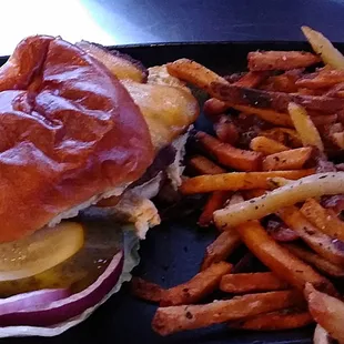 The Classic burger with sage fries.