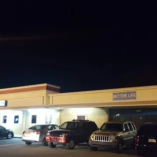 a parking lot at night