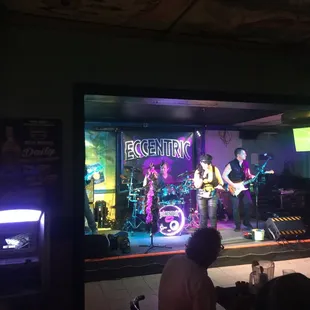 a band performing on stage