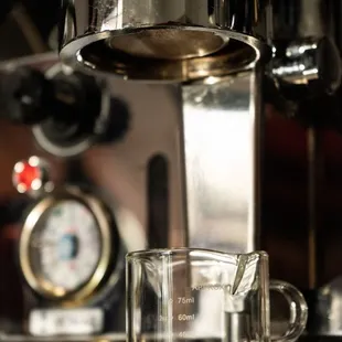 a close up of a coffee machine