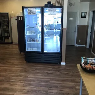 Freezer with pre-prepared food to take home.