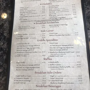Breakfast menu. Even mimosas!