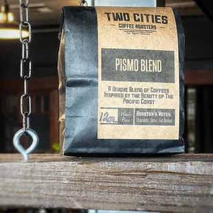 a bag of ground coffee